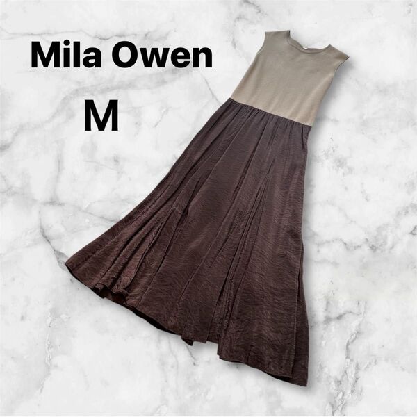 Mila Owen ミラオーウェン ドッキングノースリーブロングワンピース サイズ1(M)