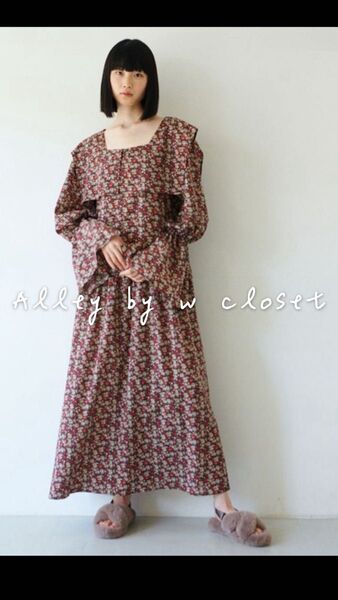 Alley by w closet,アリーバイダブルクローゼット 長袖ワンピース 花柄 総柄 マルチ ロング 美品