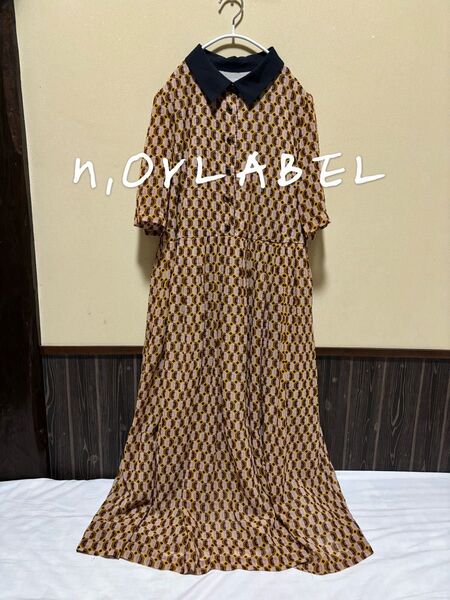 n'OrLABEL 総柄 レトロ ワンピース 半袖 幾何學柄