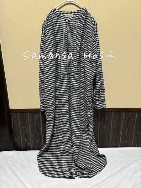 Samansa Mos2 サマンサモスモス sm2 バンドカラーシャツワンピース ロング 長袖