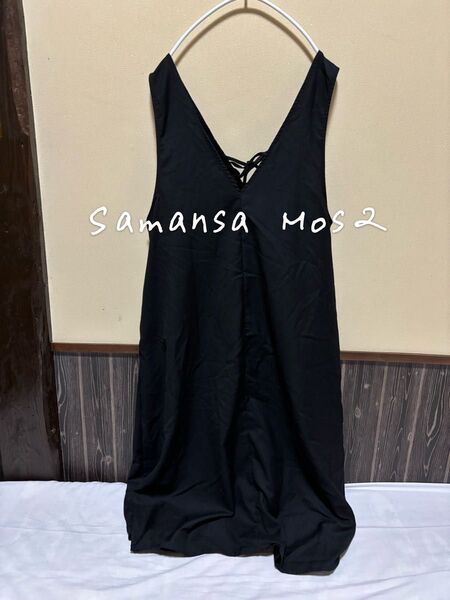 Samansa Mos2 サマンサモスモス sm2 前後着 ロング 膝下丈 ワンピース ジャンバースカート F ブラック