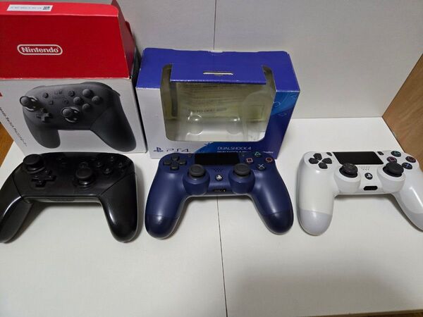 Switch Proコン&PS4 デュアルショック4 3個セット コントローラー まとめ売り