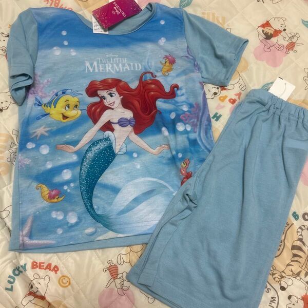 Disney リトルマーメイド アリエル ルームウェア 部屋着 パジャマ 上下セット 110 半袖Tシャツ ディズニープリンセス