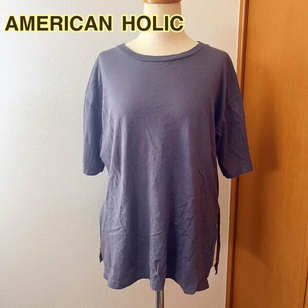 【AMERICAN HOLIC アメリカンホリック】脇スリット 半袖Tシャツ 半袖 Tシャツ 無地 半袖Tシャツ M