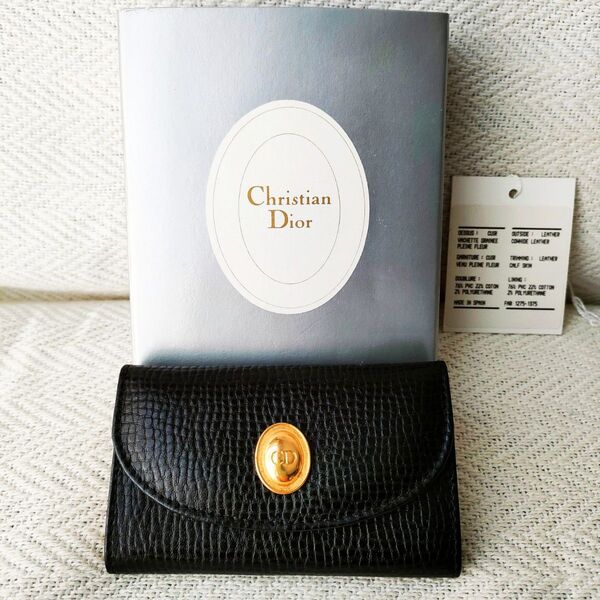【新品未使用】クリスチャン ディオール(Christian Dior) 本革 レザー キーケース ブラック ヴィンテージ レア