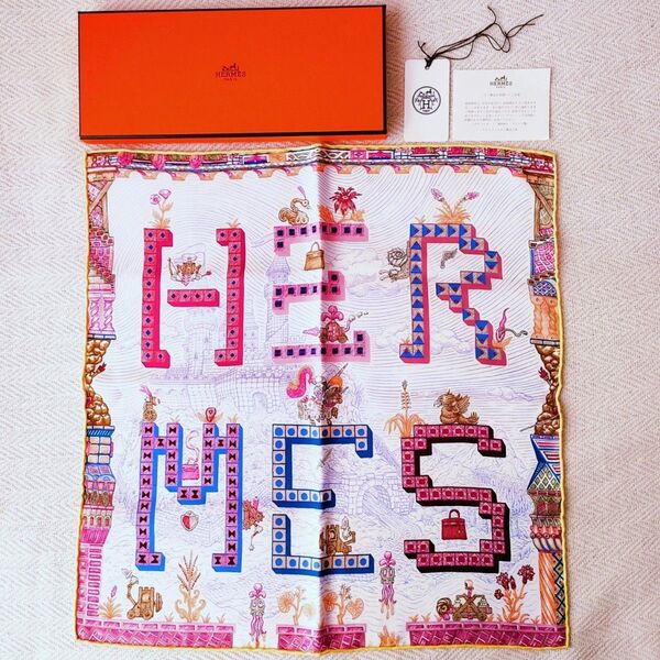 【新品未使用】HERMES エルメス スカーフ ガヴロッシュ カレ45 スーパー・シルク・クエスト・デタイユ