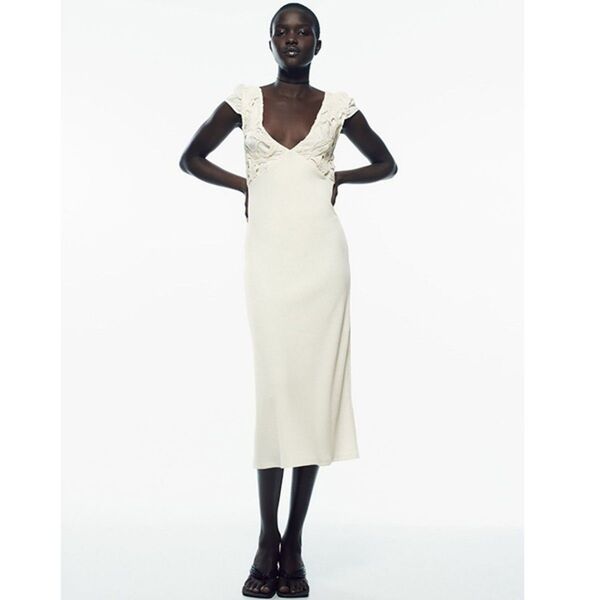 【美品】ZARA ザラ レースワンピース ロングワンピース エクリュ/アイボリー Mレア 入手困難