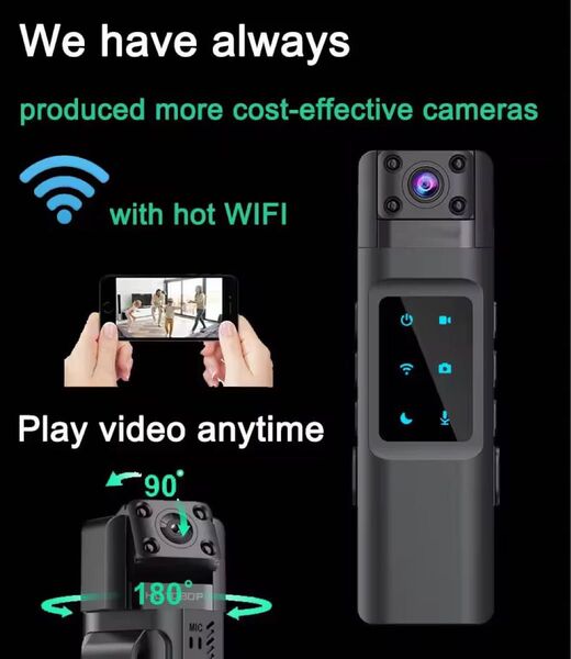 スティック型カメラ 動画 写真 赤外線暗視 Wi-Fi 充電式 小型 アクションカメラ ドライブレコーダー