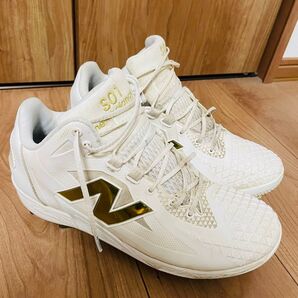 大谷翔平シグネチャースパイク New Balance 野球用トレーニングシューズ S01 27.0cm ホワイト×ゴールド
