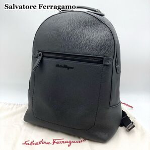 現行約30万【訳アリ美品】Salvatore Ferragamo フェラガモ リュック ビジネス 本革 黒 ダブルジップ ロゴ金具
