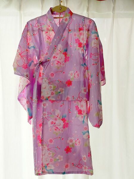 マザウェイズ 浴衣 花柄 パープル130
