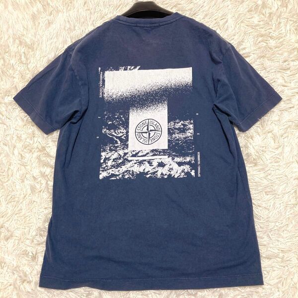 STONE ISLAND ストーンアイランド 背面ビッグロゴ Tシャツ ネイビー M 【漢のTシャツ】