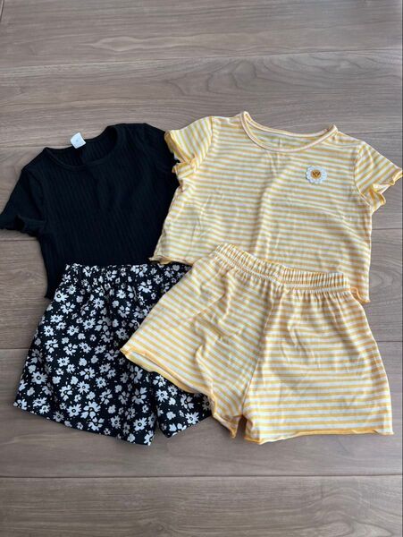 SHEIN シーイン 子供 服 上下 セットアップ 花柄 ボーダー 4Y 3歳 4歳 2枚セット まとめ売り
