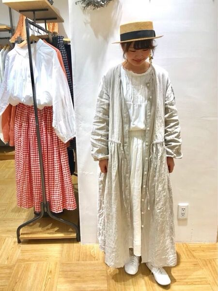 麻 リネン ウール サマンサモスモス ロングワンピース 前開き テレデラン ワンピース