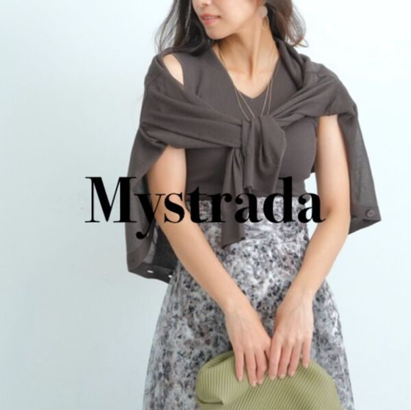 Mystrada マイストラーダ Vネック ニット リブ ノースリーブ サマー ニットベスト グレー M 上品 タンクトップ