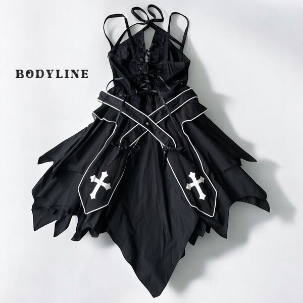 BODY LINE レースアップ コウモリカット 十字架 ワンピース ゴスロリ L ローゼンメイデン水銀燈 コスプレ ロリータ