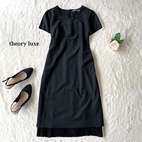 theory luxe セオリーリュクス プリーツロングフレアワンピース 38M ロングワンピース 半袖