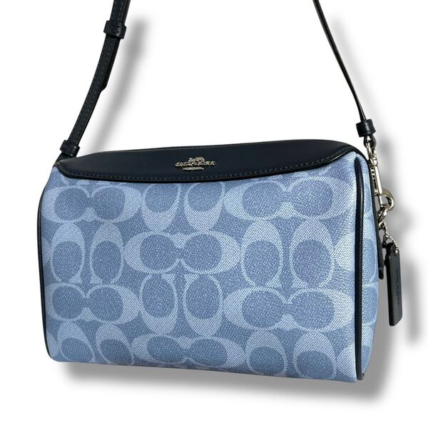 【美品】COACH コーチ ベネット クロスボディ ショルダーバッグ PVC×レザー 本革 シグネチャー 斜め掛け 肩掛け