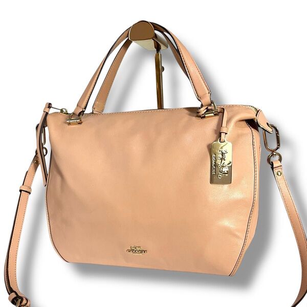 【美品】A4収納可 COACH コーチ 2way ハンド ショルダーバッグ レザー 本革 斜め掛け 肩掛け 通勤通学 ビジネス
