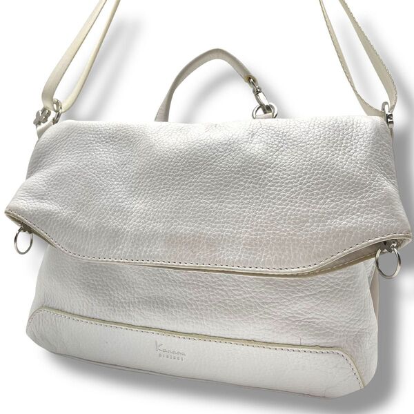 【美品】カナナプロジェクト ショルダーバッグ レザー 本革 白 斜め掛け ロゴ型押し