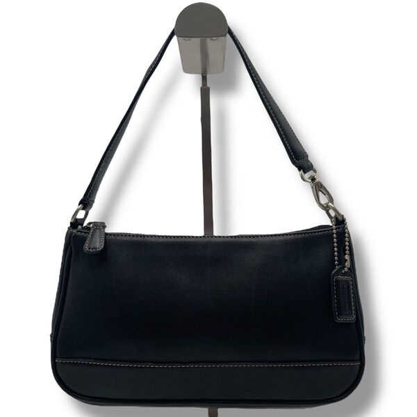【美品】COACH コーチ アクセサリーポーチ ハンドバッグ レザー 本革 黒 肩掛け ワンショルダー コスメポーチ クラッチ
