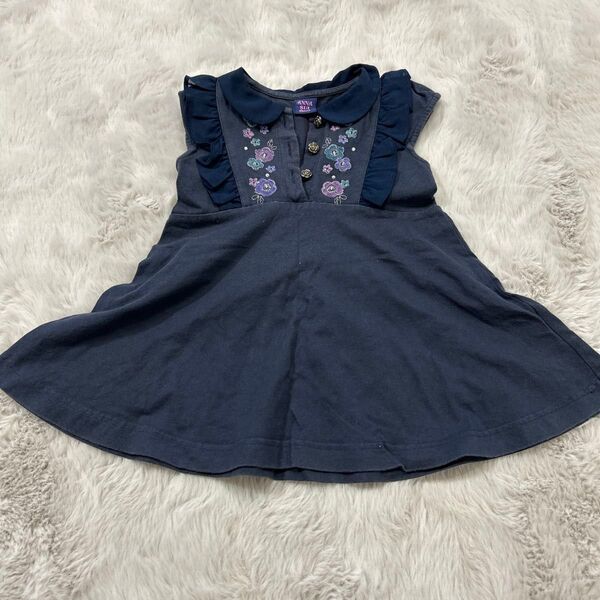 キッズ子ども女の子ベビー半袖ワンピース アナスイミニ ANNA SUI mini ナルミヤ 90センチ