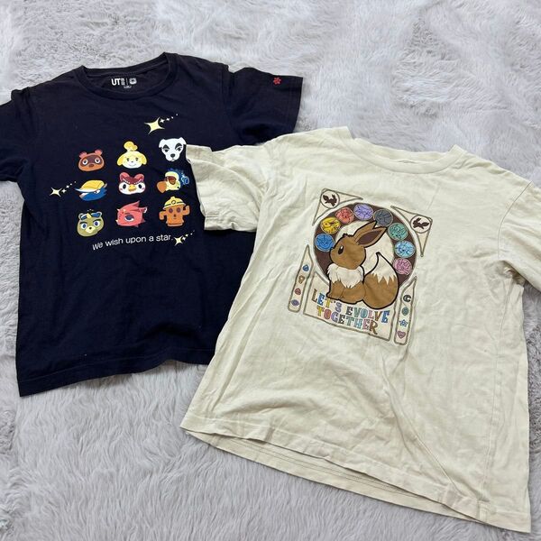 キッズ子ども女の子半袖Tシャツトップス二枚セットまとめ売り140センチ ユニクロUNIQLO UT あつ森 ポケモン