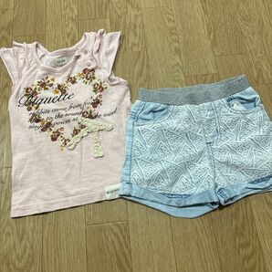 キッズ子ども女の子トップス半袖Tシャツボトムスショートパンツ2点セット 上下セット ビケット キムラタン