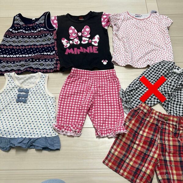 キッズ子ども女の子ベビートップスボトムス6点まとめ売り ミキハウス 半袖Tシャツ ショートパンツハーフパンツ こども服90〜100