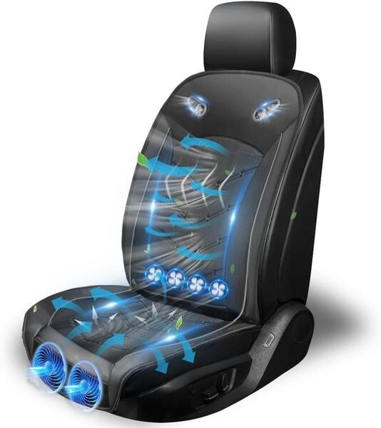 クールシート カーシートクーラー 大型ファン2枚 強力ファン4 DC12V24V 簡単取付 車 シートカバー