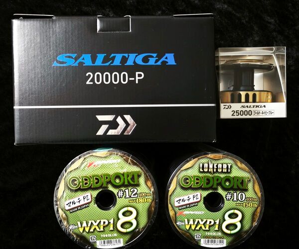 新製品ダイワ 25ソルティガ20000-P 25000スプール オッズポート10号300m 12号300mセット
