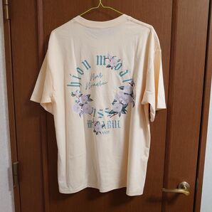 【未使用品】綿Tシャツ 半袖 XL フラワープリント アプリコット