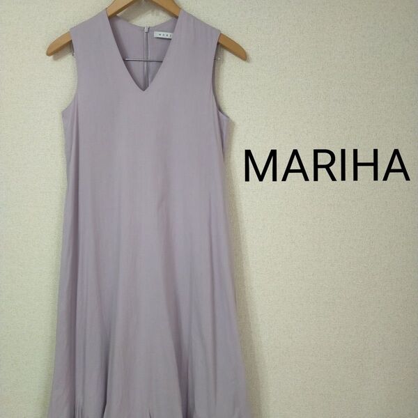 マリハ 夏の月影のドレス パープル 紫 Vネック ノースリーブ ワンピース MARIHA コットン100 綿100
