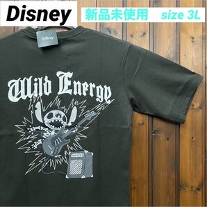 新品未使用 3L(2XL) スティッチ Tシャツ ユニセックス メンズ レディース ディズニー ブラック 半袖 黒 匿名配送