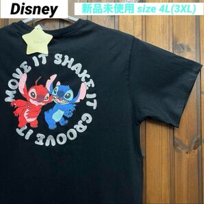 新品未使用 4L(3XL) スティッチ リロイ Tシャツ ユニセックス メンズ レディース ディズニー 半袖 匿名配送 ブラック