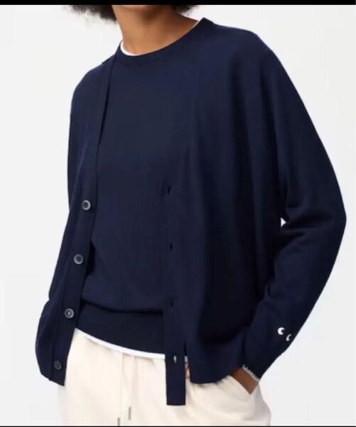 ユニクロ アニヤハインドマーチ メリノオーバーサイズVネックカーディガン XL ネイビー 新品 カーディガン UNIQLO