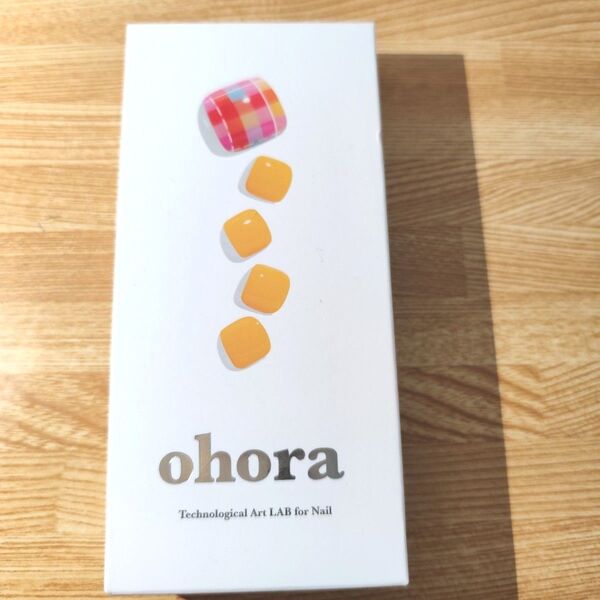 ohora オホーラ フット ネイル 足 セミキュア ジェルネイル シート シール オレンジ チェック
