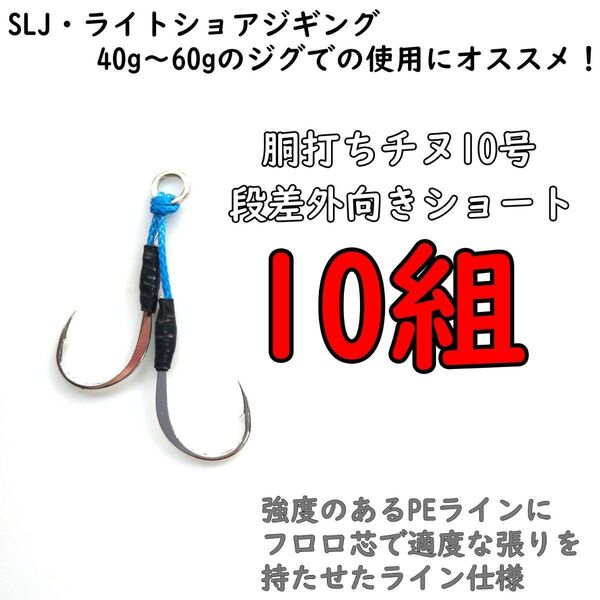 アシストフック 段差外向きショート 胴打ちチヌ SLJ ライトショアジギング イサキ 真鯛 カンパチ ハマチ