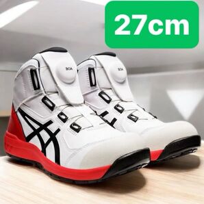 27cm ASICS アシックス ウィンジョブ CP304 BOA ホワイト×ブラック ハイカット 安全靴 WINJOB