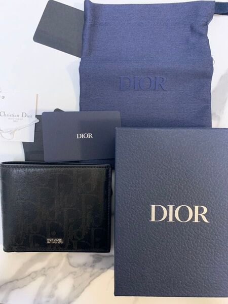 Dior 二つ折り財布 黒 レザー
