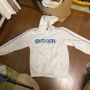 OUTDOOR PRODUCTS パーカー ホワイト×ブルー ロゴ