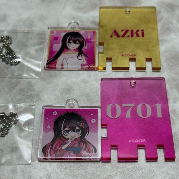 未使用品 極楽湯 ホロライブ 2点セット 銭湯鍵風キーホルダー あずき AZKi アズキ