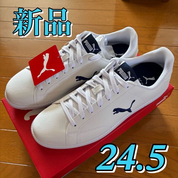 新品未使用PUMA プーマ スマッシュ キャット L スニーカー レディース白シューズ ホワイト靴24.5cm