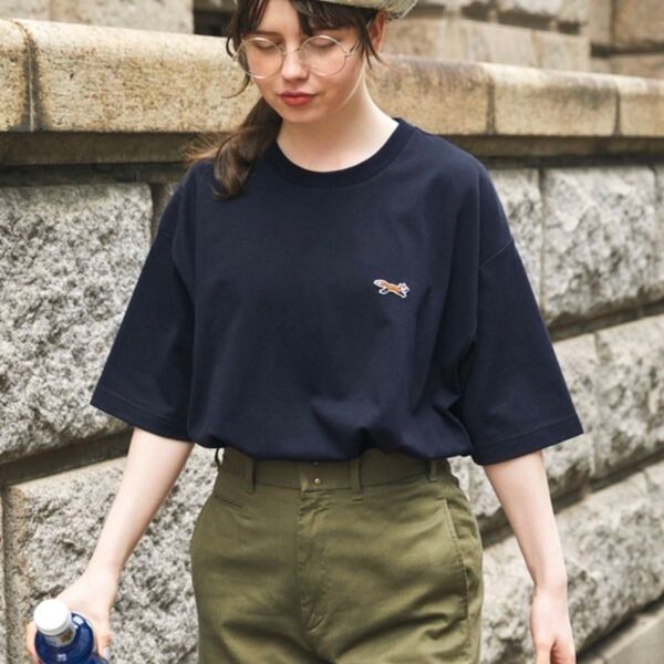 PENNEYS ペニーズ Tシャツ 半袖 メンズ Mサイズ ネイビー 刺繍 ワンポイント オーバーサイズ レディース