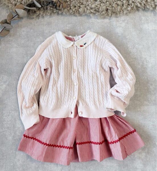 ファミリアワンピース & ラルフローレン ロゴ刺繍カーディガンセット90cm 女の子 RALPH LAUREN キッズ ベビー服