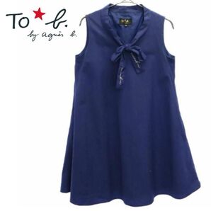 to b. by agnes b ボウタイリボン Aラインワンピース ノースリーブワンピース