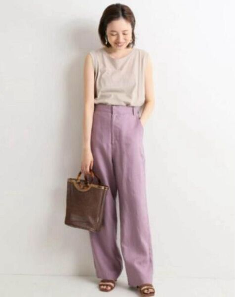 美品 スローブイエナ SLOBE IENA パンツ M フレンチリネン パープル