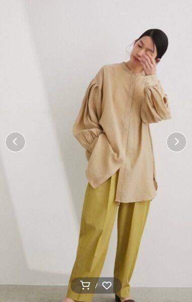 バンドカラーバックロングシアーシャツ 長袖ボタン付き スタイルミキサー 白 ホワイト トップス