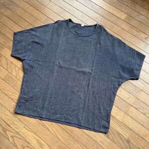 コットントップス ネイビー インド綿 男女兼用 Tシャツ