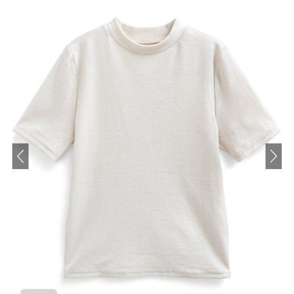 未使用 試着のみ プチハイネック リブニットトップス 半袖 Tシャツ アイボリー GRL 綿 コットン